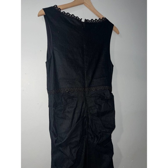 Nicole Miller v-neck linen blend black midi dress size 12 - Picture 6 of 9